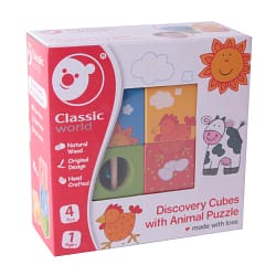 Classic World – Discovery Cubes with Animal Puzzle – 4pcs