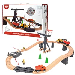 TookyToy – Wooden Train Set – Constructin Yard